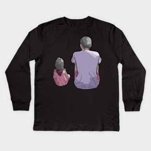 Father Daughter Love in Watercolor Kids Long Sleeve T-Shirt